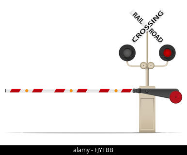 Railroad Crossing Abbildung isoliert auf weißem Hintergrund Stockfoto