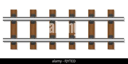 Eisenbahnschienen und Holzschwellen Vektor-Illustration isoliert auf weißem Hintergrund Stock Vektor