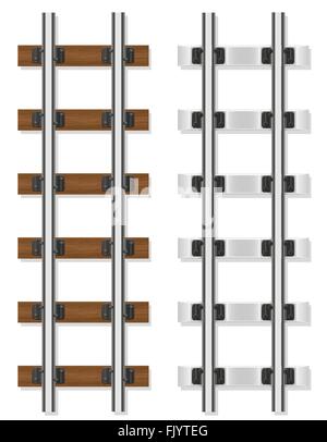 Schienen aus Holz und Beton Bahnschwellen Vektor-Illustration isoliert auf weißem Hintergrund Stock Vektor