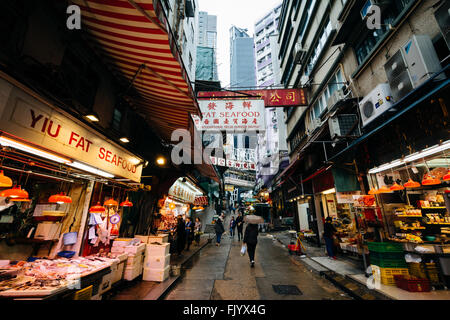 Imbissstände auf Gage Straße, in Hong Kong, Hong Kong. Stockfoto