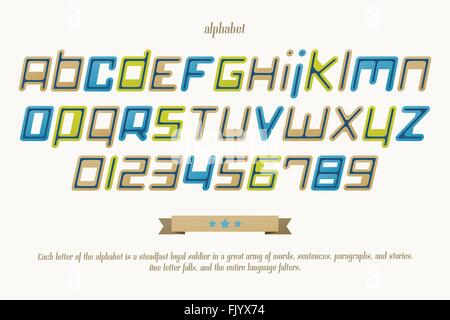 Satz von isolierten, schräge Alphabet Buchstaben und zahlen. Vektor-Font Schriftgestaltung. moderne, kommerzielle Schriftzug Symbole. stilisierte log Stock Vektor