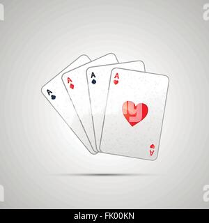 Pokerhand vier Asse zu gewinnen Stock Vektor