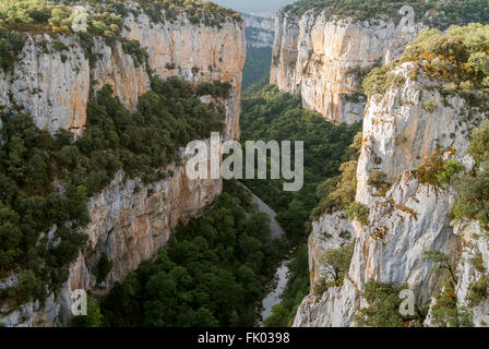 Arbayun Schlucht, Mirador de Foz de Arbayun, Salazar Fluss, Blick vom Aussichtspunkt Geier Horst, Provinz Navarra, Spanien Stockfoto