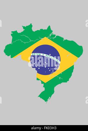 Brasilien-Flagge-Karte Stock Vektor