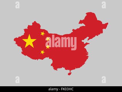 China-Flagge-Karte Stock Vektor