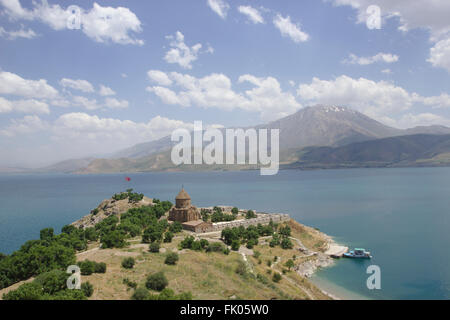 Akdamar Kirche, Kirche des Heiligen Kreuzes, Insel Akdamar im Vansee, Ost-Anatolien, Türkei Stockfoto