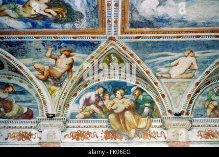 Italien, Trentino Alto Adige, Trento, Schloss Buonconsiglio, Fresko in der Loggia del Romanino Stockfoto