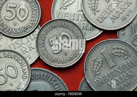 Münzen aus Deutschland. Deutschen 50 Pfennig Münze. Stockfoto