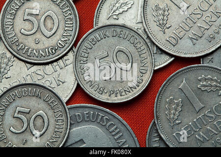 Münzen aus Deutschland. Deutschen 50 Pfennig Münze. Stockfoto