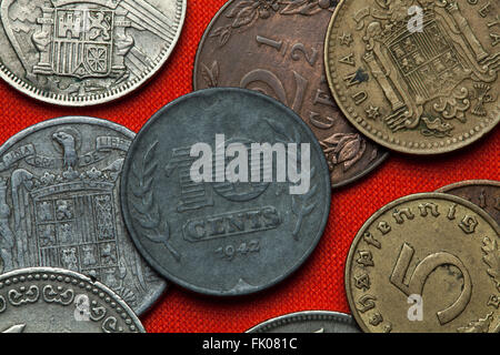 Münzen der Niederlande. Niederländische 10 Cent Münze (1942). Stockfoto