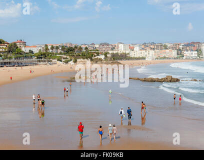 Strand El Sardinero Playas, Santander, Kantabrien, Spanien. Stockfoto