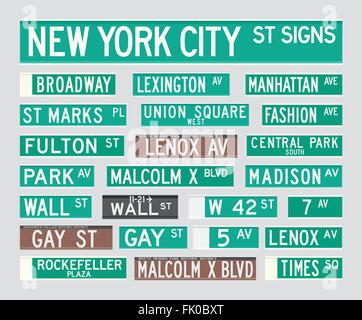 New York Straßenschilder Stock Vektor