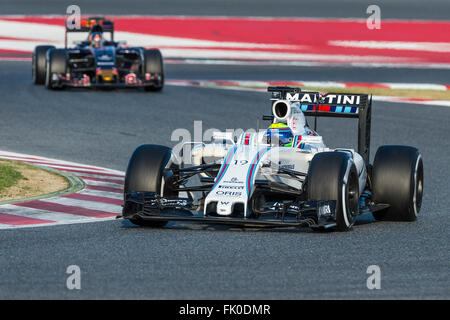 Montmelo, Spanien. 4. März 2016. Fahrer Felipe Massa. Team Williams Martini. Formel 1 Testtage am Circuit de Catalunya. Montmelo, Spanien. 4. März 2016 Credit: Miguel Aguirre Sánchez/Alamy Live-Nachrichten Stockfoto