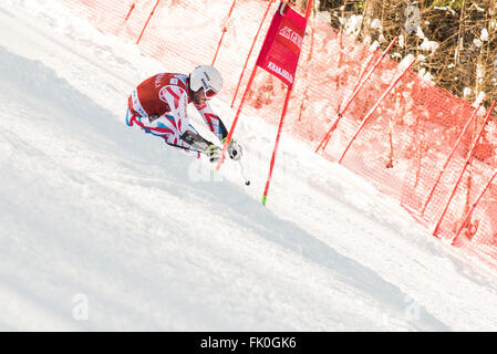 Kranjska Gora, Slowenien. 4. März 2016. Thomas Fanara von Frankreich auf dem Platz während der 55. Vitranc Cup Riesenslalom in Kranjska Gora, Slowenien am 4. März 2016. © Rok Rakun/Pacific Press/Alamy Live-Nachrichten Stockfoto