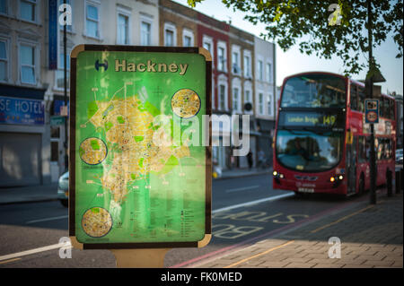 Straßenkarte von Hackney, East London, England Stockfoto