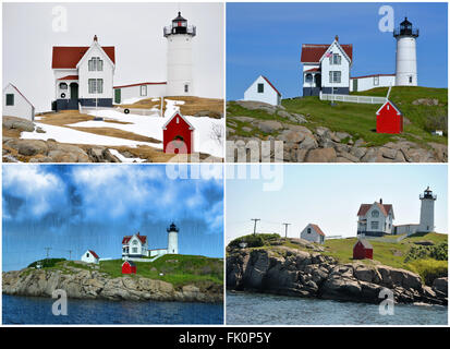 Collage von Cape Neddick Lighthouse (Nubble) in Maine, USA Stockfoto