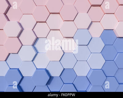 Gelassenheit blau und Rosenquarz abstrakte 3D-Hintergrund Sechseck Stockfoto
