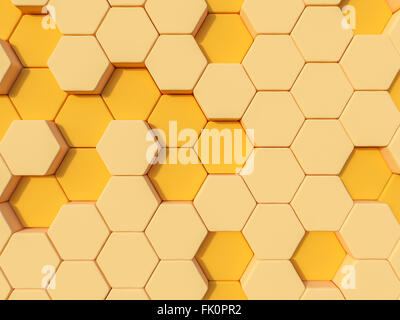 Honeyomb gelb-Orange abstrakte 3D-Hintergrund Sechseck Stockfoto
