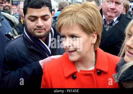 Nicola Sturgeon MSP, schottischen erster Minister, an der "Trident stoppen" März und Demonstration, London 27. Februar 2016 Stockfoto