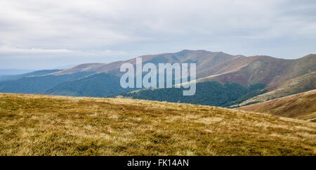 Blick auf die Berge in Piliptse. Frühherbst. Ukraine. Stockfoto