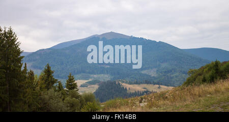 Blick auf die Berge in Piliptse. Frühherbst. Ukraine. Stockfoto