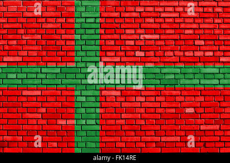 Flagge von Bornholm auf Mauer gemalt Stockfoto
