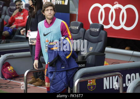 Sergi Robertoi in Aktion während der La Liga Spiel FC Barcelona - Atlético Madrid 30. Januar 2016 im Camp Nou, Barcelona Stockfoto