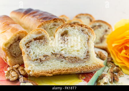 Walnuss-Strudel hautnah Stockfoto