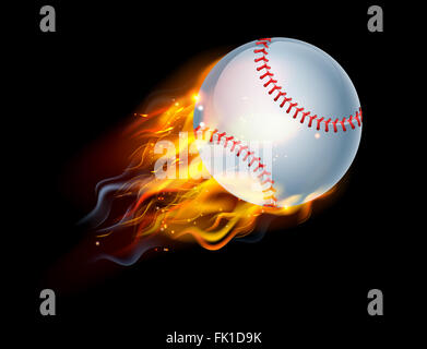 Einen brennenden Baseball Ball auf Feuer durch die Luft fliegen Stockfoto