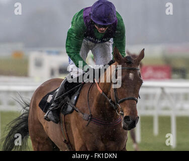 Newbury Racecourse, Berkshire, UK. 5. März 2016. Die Ladbrokes unterstützender Muehl Handicap Hurdle Gala-Ball und Tom O'Brien gewinnen für Robert und Janet Gibbs Credit: Michael Stevens/Alamy Live News Stockfoto