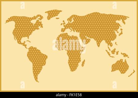 Einfache und schematische Weltkarte aus Honig Kamm, Vektor-illustration Stock Vektor