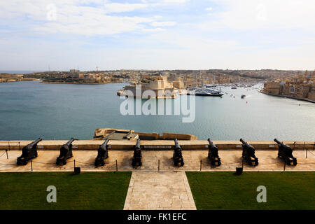 Salutieren, Batterie, Upper Barrakka Gardens, Floriana, Valletta, Malta Stockfoto