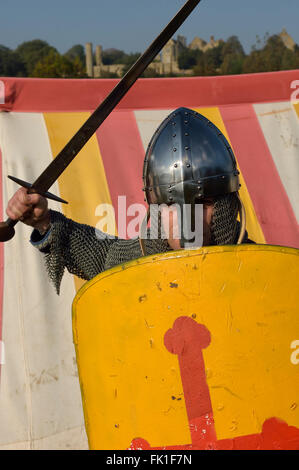 Normannischen Ritters, Schlacht von Hastings 1066 Re-Enactment. East Sussex. England. UK Stockfoto