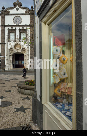 Kirche St. Sebastian, Igreja Matriz de Sao Sebastiao, in Ponta Delgada, São Miguel, Azoren, Portugal Stockfoto