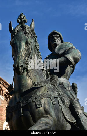 Detail aus Bronze Reiterstandbild von Bartolomeo Colleoni, einem mächtigen italienischen "Condottiero" (Soldier Of Fortune) bei Re Stockfoto