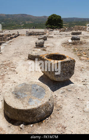 Minoische Ausgrabungsstätte bei Phaestos, Kreta, Griechenland Stockfoto