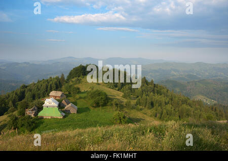 Hof am grünen Hang in Karpatengipfel Stockfoto