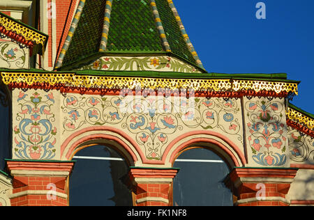 Detail des Musters an Basilius Kathedrale auf dem Roten Platz in Moskau, Russland Stockfoto