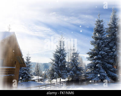 Winter-Ferienhaus Stockfoto