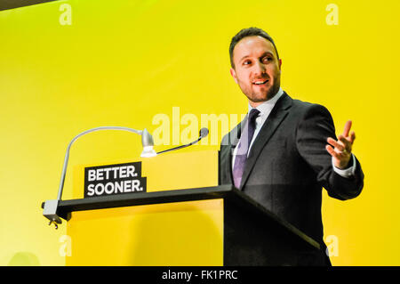 Belfast, Nordirland. 5. März 2016 - Vorsitzender Chris Lyttle MLA die Alliance Party 2016 jährliche Konferenz. Bildnachweis: Stephen Barnes/Alamy Live-Nachrichten Stockfoto