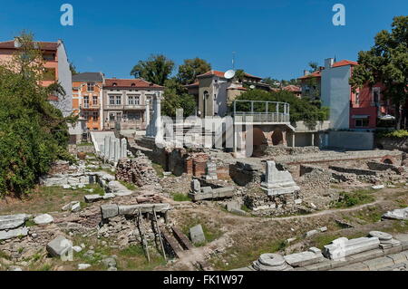 Das antike Stadion Philipopolis in Plovdiv, Bulgarien. Odeon von Philippopolis befindet sich in der nordöstlichen Ecke des Forums (Agora) Stockfoto