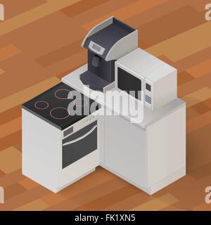 isometrische Küche Zeug Vektor-illustration Stock Vektor