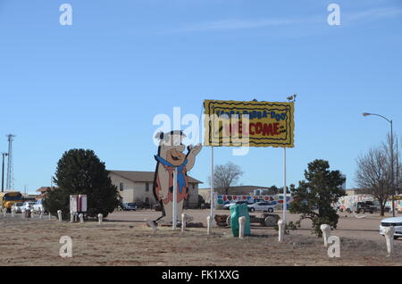 Flintstones Bedrock City Themenpark und Campingplatz in Valle, Arizona Stockfoto