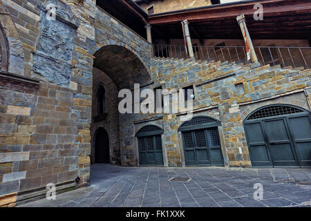 Altstadt von Bergamo. Piazza Vecchia. Rathaus Stockfoto