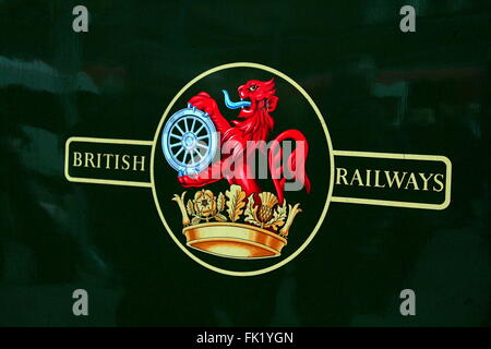 "British Railways" Logo auf der Seite der restaurierte Dampfmaschine "The Flying Scotsman" Stockfoto