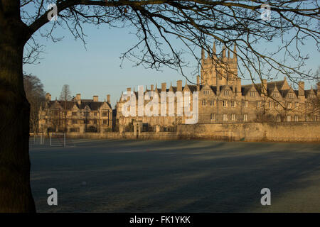 Ansicht des Merton College über Wiese Christ Church, Oxford Stockfoto