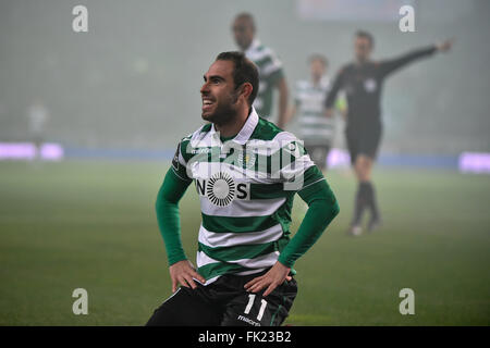 Lissabon, Portugal. 5. März 2016.  SPORTING-BENFICA - Bruno César, Sporting Spieler in Aktion während der portugiesischen Liga Fußballspiel zwischen Sporting und Benfica im Estádio Alvalade XXI, in Lissabon, Portugal statt. Foto: Bruno de Carvalho/Alamy Live News Stockfoto