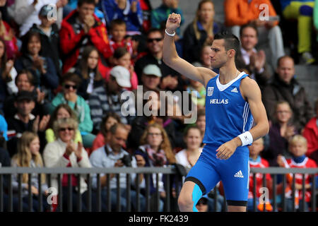 Zürich - August 16: Tag 05 Stabhochsprung-Finale. Kostandinos Fillipidis (GRE) bei den Europameisterschaften. Stockfoto