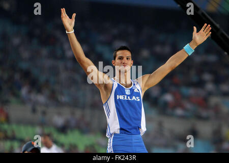 Stabhochsprung. Kostas Fillipidis (GRE) bei den IAAF Weltmeisterschaften in der Leichtathletik, Daegu, 2011. Stockfoto