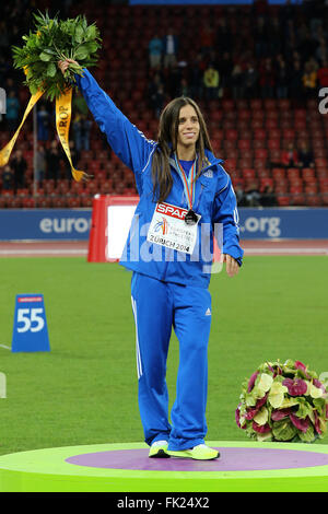 Frauen-Stabhochsprung-Finale. Katerina Stefanidi (GRE) Silbermedaille bei den Leichtathletik-Meisterschaften Stockfoto